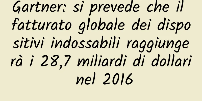 Gartner: si prevede che il fatturato globale dei dispositivi indossabili raggiungerà i 28,7 miliardi di dollari nel 2016