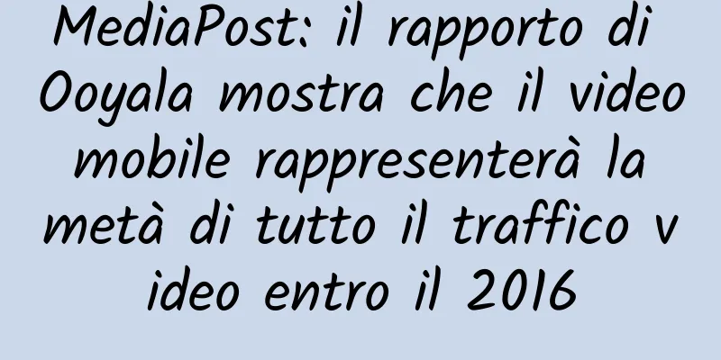 MediaPost: il rapporto di Ooyala mostra che il video mobile rappresenterà la metà di tutto il traffico video entro il 2016