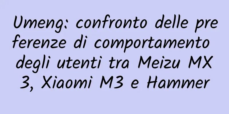 Umeng: confronto delle preferenze di comportamento degli utenti tra Meizu MX3, Xiaomi M3 e Hammer