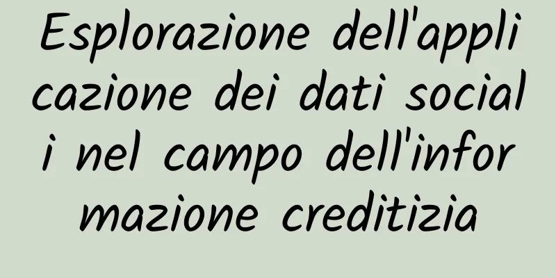 Esplorazione dell'applicazione dei dati sociali nel campo dell'informazione creditizia