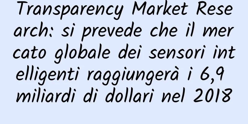 Transparency Market Research: si prevede che il mercato globale dei sensori intelligenti raggiungerà i 6,9 miliardi di dollari nel 2018