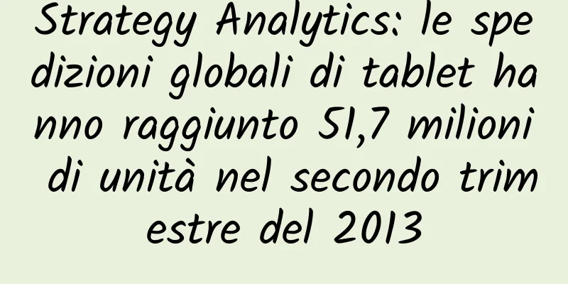 Strategy Analytics: le spedizioni globali di tablet hanno raggiunto 51,7 milioni di unità nel secondo trimestre del 2013