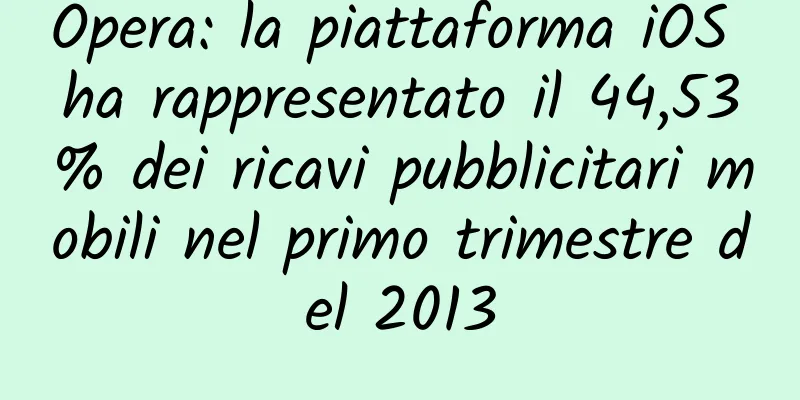 Opera: la piattaforma iOS ha rappresentato il 44,53% dei ricavi pubblicitari mobili nel primo trimestre del 2013