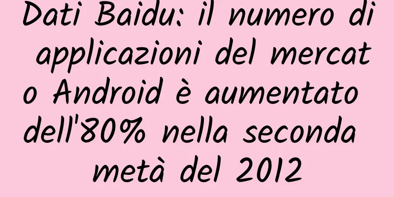 Dati Baidu: il numero di applicazioni del mercato Android è aumentato dell'80% nella seconda metà del 2012