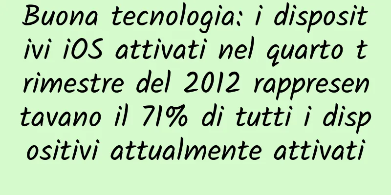 Buona tecnologia: i dispositivi iOS attivati ​​nel quarto trimestre del 2012 rappresentavano il 71% di tutti i dispositivi attualmente attivati