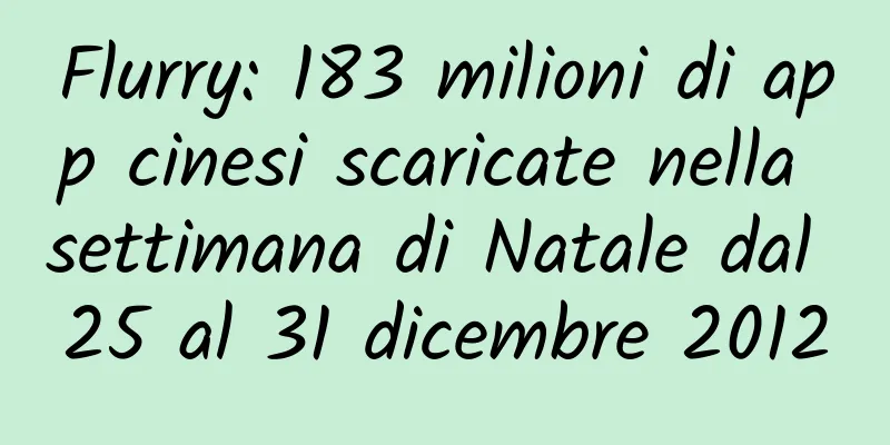 Flurry: 183 milioni di app cinesi scaricate nella settimana di Natale dal 25 al 31 dicembre 2012