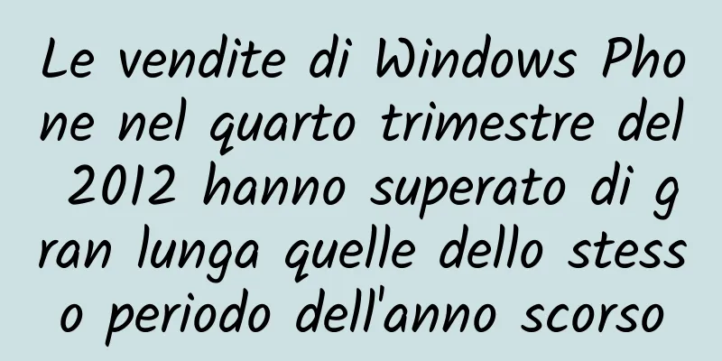 Le vendite di Windows Phone nel quarto trimestre del 2012 hanno superato di gran lunga quelle dello stesso periodo dell'anno scorso