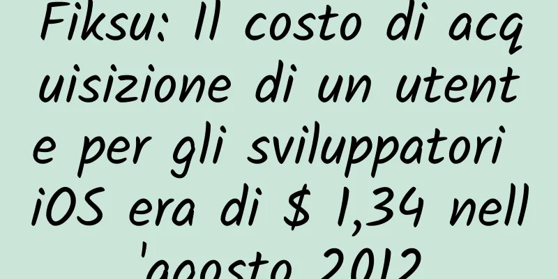 Fiksu: Il costo di acquisizione di un utente per gli sviluppatori iOS era di $ 1,34 nell'agosto 2012