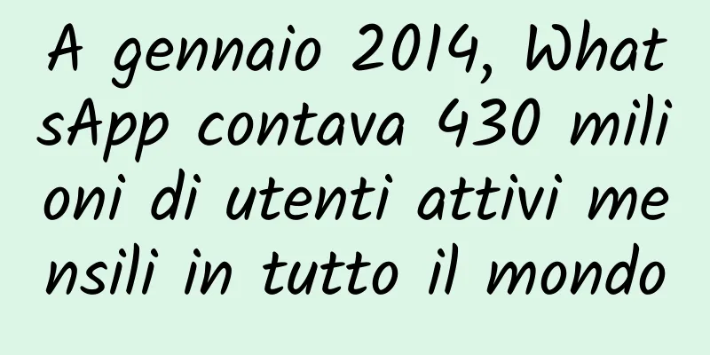 A gennaio 2014, WhatsApp contava 430 milioni di utenti attivi mensili in tutto il mondo