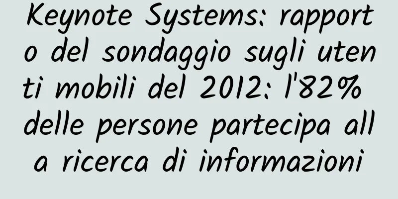 Keynote Systems: rapporto del sondaggio sugli utenti mobili del 2012: l'82% delle persone partecipa alla ricerca di informazioni