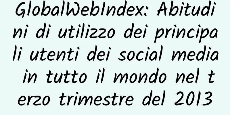 GlobalWebIndex: Abitudini di utilizzo dei principali utenti dei social media in tutto il mondo nel terzo trimestre del 2013