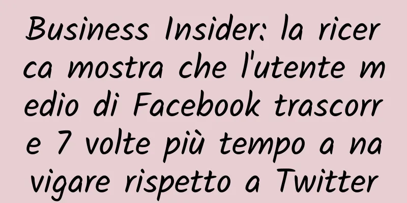 Business Insider: la ricerca mostra che l'utente medio di Facebook trascorre 7 volte più tempo a navigare rispetto a Twitter