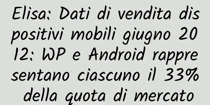 Elisa: Dati di vendita dispositivi mobili giugno 2012: WP e Android rappresentano ciascuno il 33% della quota di mercato