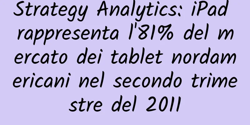 Strategy Analytics: iPad rappresenta l'81% del mercato dei tablet nordamericani nel secondo trimestre del 2011