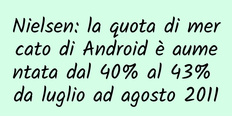Nielsen: la quota di mercato di Android è aumentata dal 40% al 43% da luglio ad agosto 2011