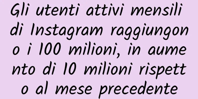 Gli utenti attivi mensili di Instagram raggiungono i 100 milioni, in aumento di 10 milioni rispetto al mese precedente