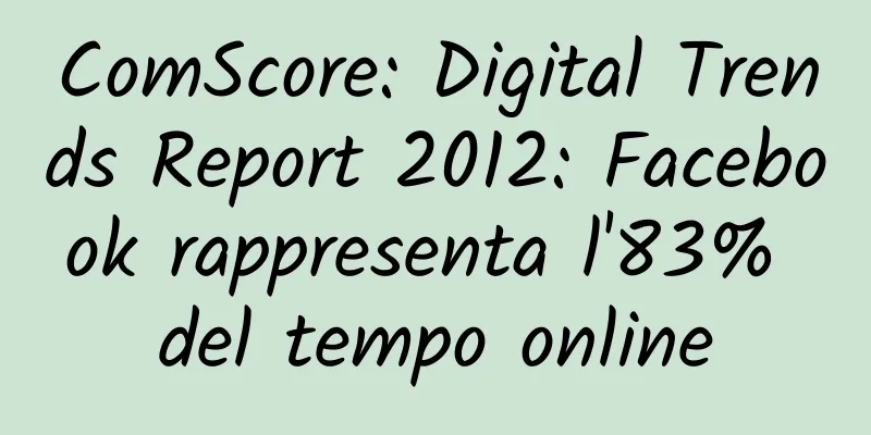 ComScore: Digital Trends Report 2012: Facebook rappresenta l'83% del tempo online