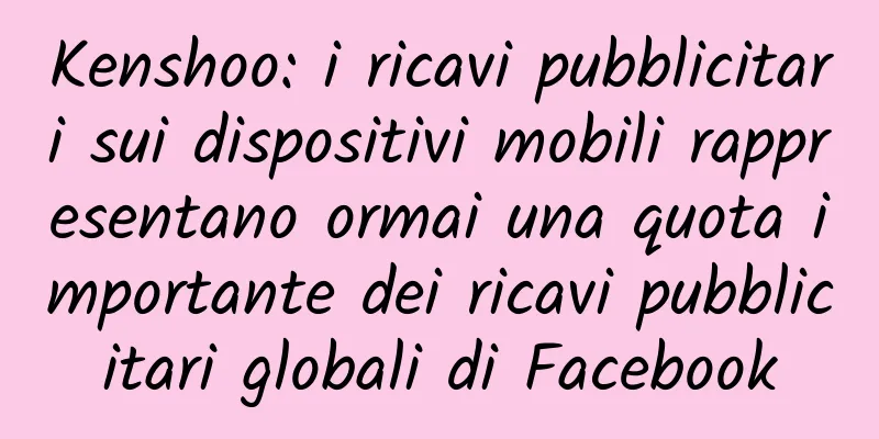 Kenshoo: i ricavi pubblicitari sui dispositivi mobili rappresentano ormai una quota importante dei ricavi pubblicitari globali di Facebook