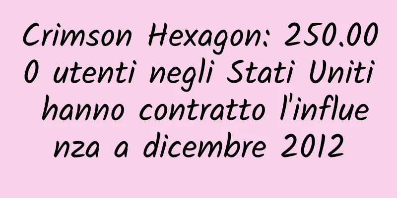 Crimson Hexagon: 250.000 utenti negli Stati Uniti hanno contratto l'influenza a dicembre 2012