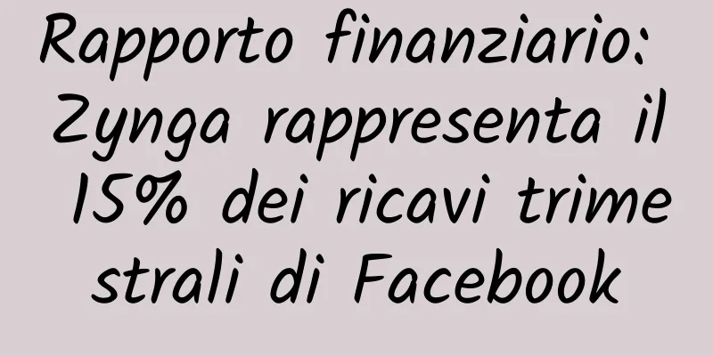 Rapporto finanziario: Zynga rappresenta il 15% dei ricavi trimestrali di Facebook