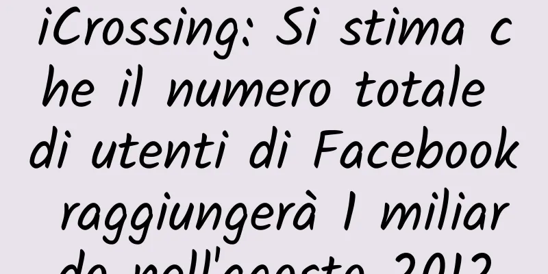iCrossing: Si stima che il numero totale di utenti di Facebook raggiungerà 1 miliardo nell'agosto 2012