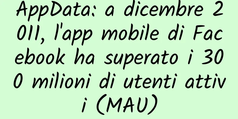 AppData: a dicembre 2011, l'app mobile di Facebook ha superato i 300 milioni di utenti attivi (MAU)
