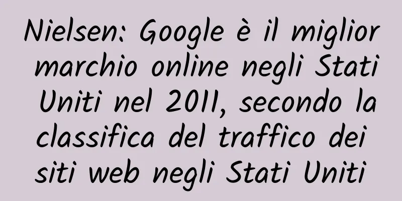 Nielsen: Google è il miglior marchio online negli Stati Uniti nel 2011, secondo la classifica del traffico dei siti web negli Stati Uniti