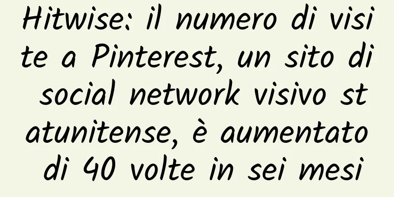 Hitwise: il numero di visite a Pinterest, un sito di social network visivo statunitense, è aumentato di 40 volte in sei mesi
