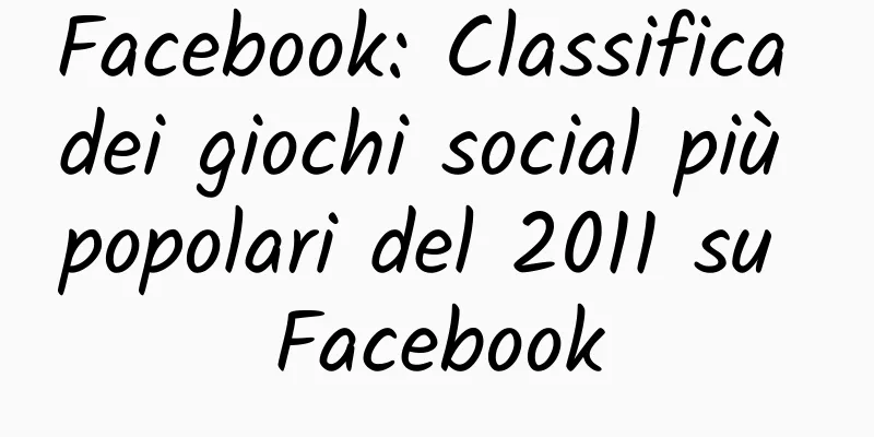 Facebook: Classifica dei giochi social più popolari del 2011 su Facebook