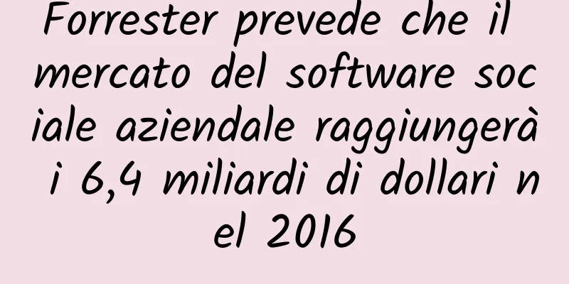Forrester prevede che il mercato del software sociale aziendale raggiungerà i 6,4 miliardi di dollari nel 2016