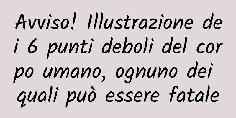 Avviso! Illustrazione dei 6 punti deboli del corpo umano, ognuno dei quali può essere fatale