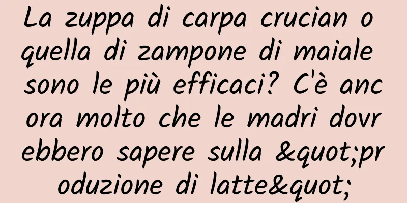 La zuppa di carpa crucian o quella di zampone di maiale sono le più efficaci? C'è ancora molto che le madri dovrebbero sapere sulla "produzione di latte"