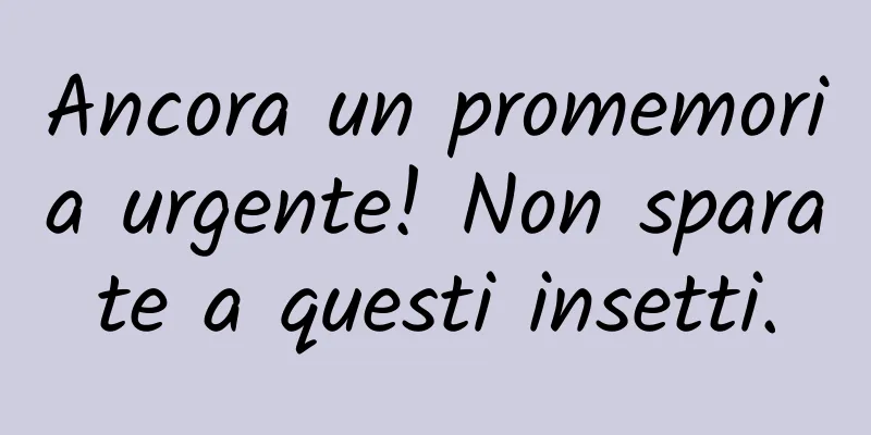 Ancora un promemoria urgente! Non sparate a questi insetti.