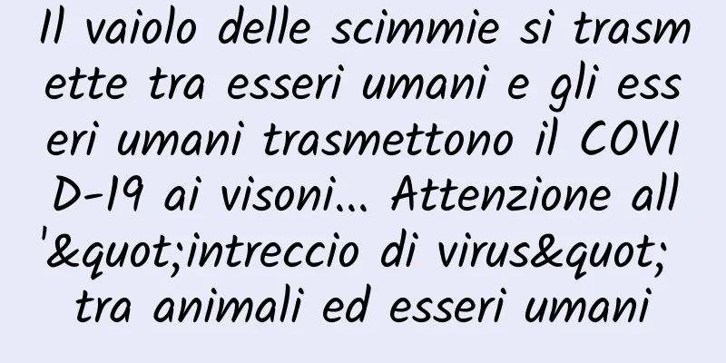 Il vaiolo delle scimmie si trasmette tra esseri umani e gli esseri umani trasmettono il COVID-19 ai visoni... Attenzione all'"intreccio di virus" tra animali ed esseri umani