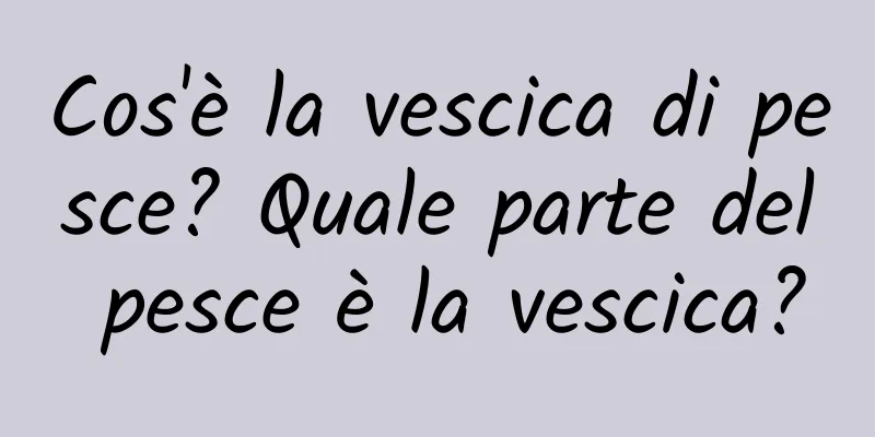 Cos'è la vescica di pesce? Quale parte del pesce è la vescica?
