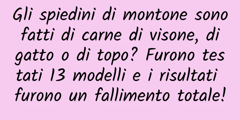 Gli spiedini di montone sono fatti di carne di visone, di gatto o di topo? Furono testati 13 modelli e i risultati furono un fallimento totale!