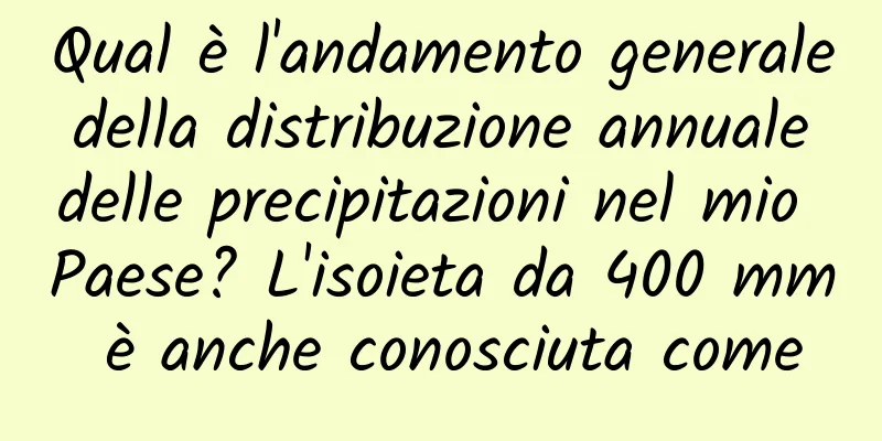 Qual è l'andamento generale della distribuzione annuale delle precipitazioni nel mio Paese? L'isoieta da 400 mm è anche conosciuta come