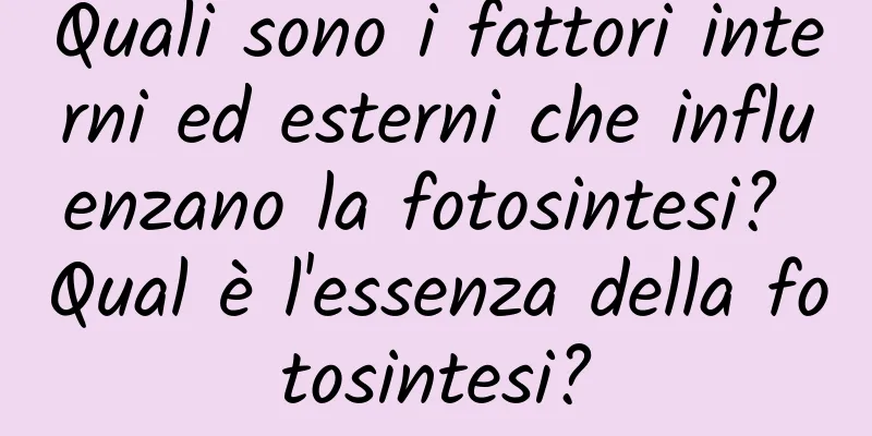 Quali sono i fattori interni ed esterni che influenzano la fotosintesi? Qual è l'essenza della fotosintesi?
