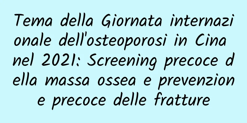 Tema della Giornata internazionale dell'osteoporosi in Cina nel 2021: Screening precoce della massa ossea e prevenzione precoce delle fratture