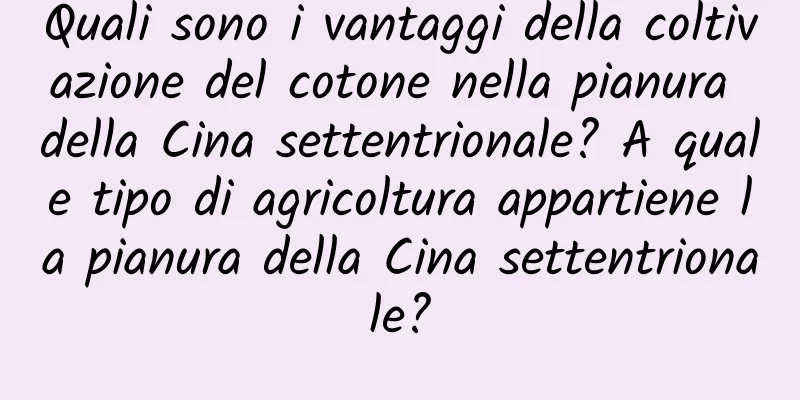 Quali sono i vantaggi della coltivazione del cotone nella pianura della Cina settentrionale? A quale tipo di agricoltura appartiene la pianura della Cina settentrionale?