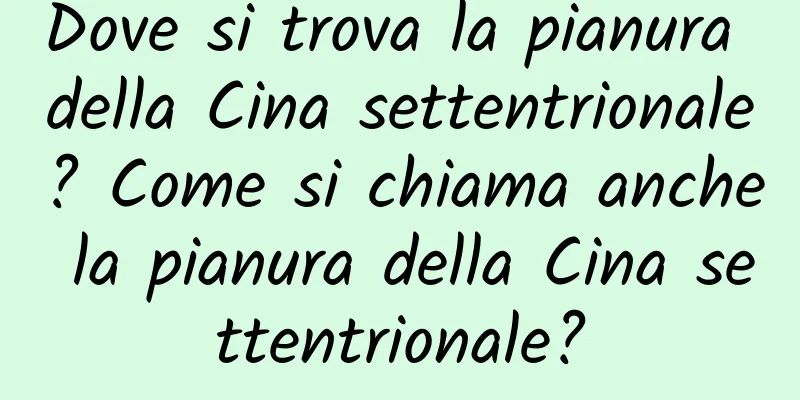 Dove si trova la pianura della Cina settentrionale? Come si chiama anche la pianura della Cina settentrionale?