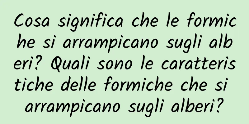 Cosa significa che le formiche si arrampicano sugli alberi? Quali sono le caratteristiche delle formiche che si arrampicano sugli alberi?