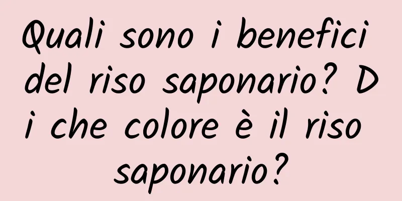 Quali sono i benefici del riso saponario? Di che colore è il riso saponario?
