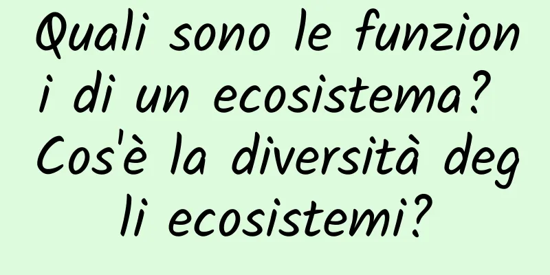 Quali sono le funzioni di un ecosistema? Cos'è la diversità degli ecosistemi?