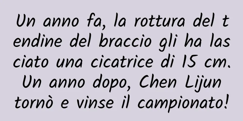 Un anno fa, la rottura del tendine del braccio gli ha lasciato una cicatrice di 15 cm. Un anno dopo, Chen Lijun tornò e vinse il campionato!