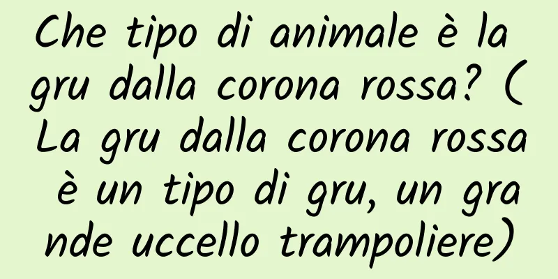 Che tipo di animale è la gru dalla corona rossa? (La gru dalla corona rossa è un tipo di gru, un grande uccello trampoliere)