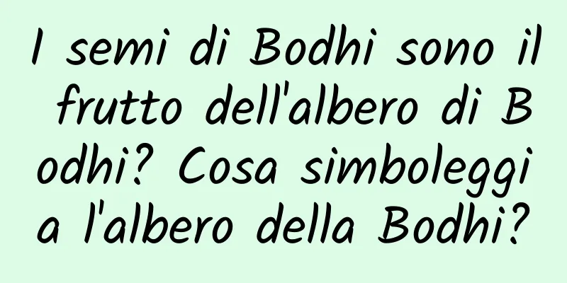 I semi di Bodhi sono il frutto dell'albero di Bodhi? Cosa simboleggia l'albero della Bodhi?