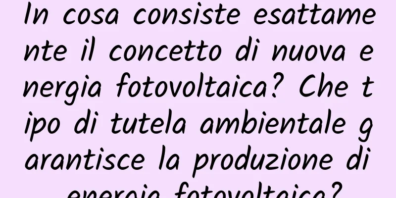 In cosa consiste esattamente il concetto di nuova energia fotovoltaica? Che tipo di tutela ambientale garantisce la produzione di energia fotovoltaica?