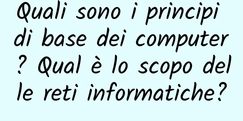 Quali sono i principi di base dei computer? Qual è lo scopo delle reti informatiche?