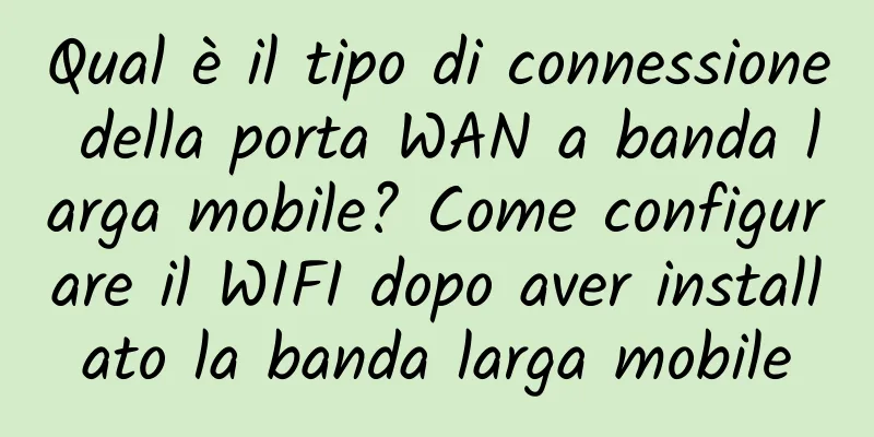 Qual è il tipo di connessione della porta WAN a banda larga mobile? Come configurare il WIFI dopo aver installato la banda larga mobile